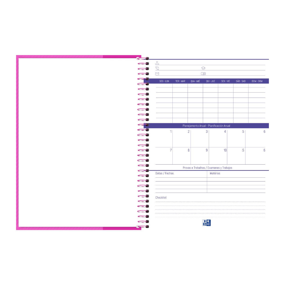 Caderno Universitário Oxford 1 Matéria - 80 Folhas - Rosa Oxford