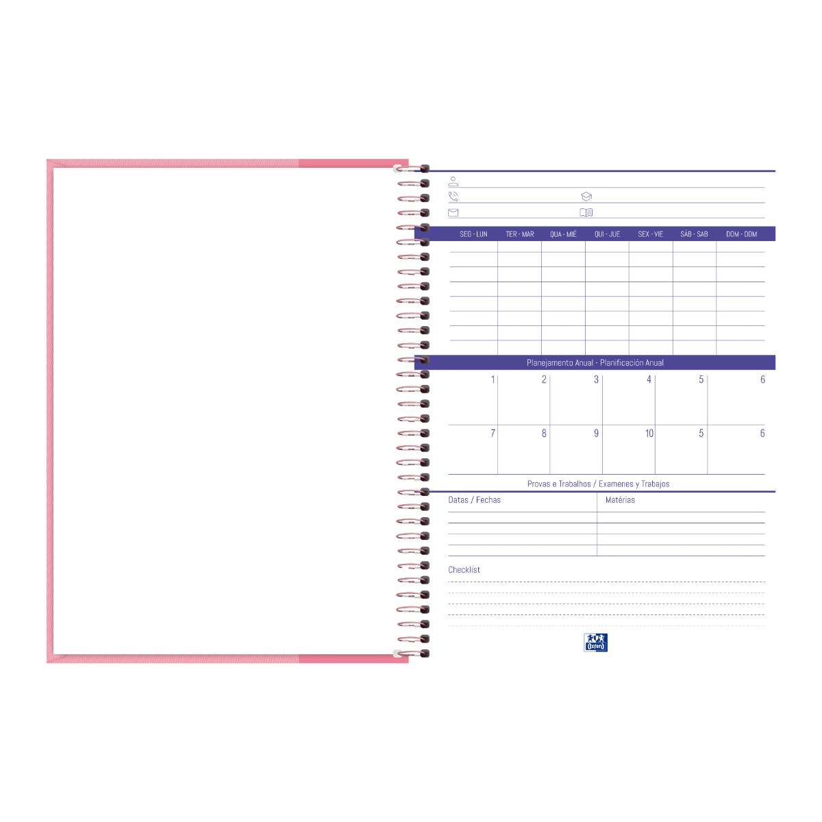 Caderno Universitário Oxford 1 Matéria - 80 Folhas - Rosa Oxford
