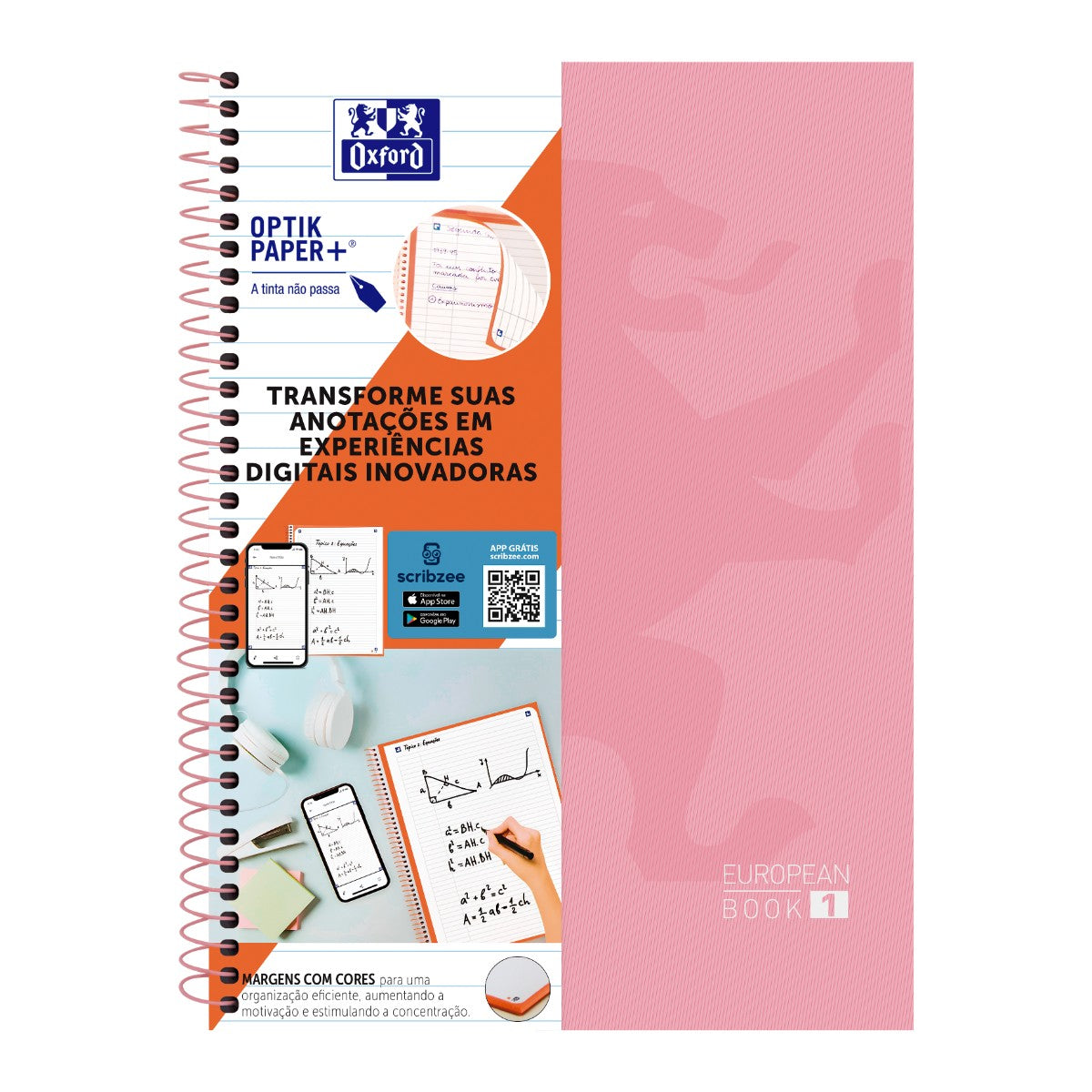 Caderno Universitário Oxford 1 Matéria - 80 Folhas - Rosa Oxford