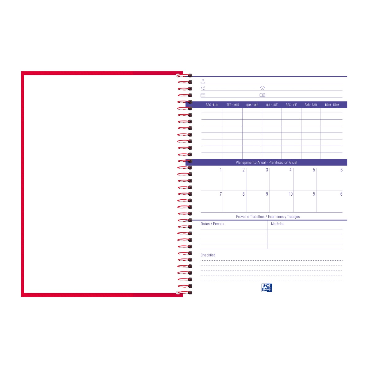 Caderno Universitário Oxford 1 Matéria - 80 Folhas - Vermelho Oxford