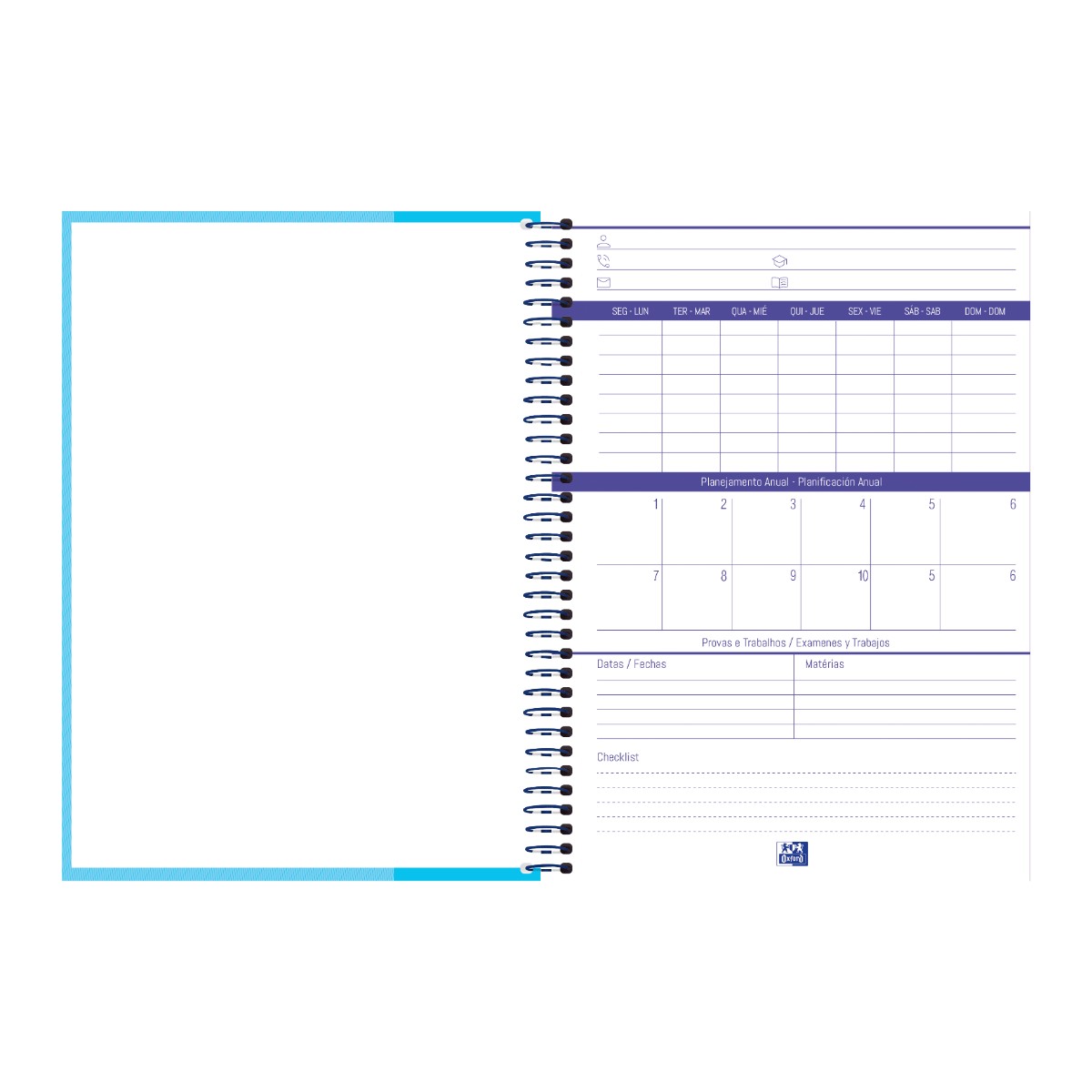 Caderno Universitário Oxford 5 Matérias - 120 Folhas - Azul Pastel Livraria Skilo
