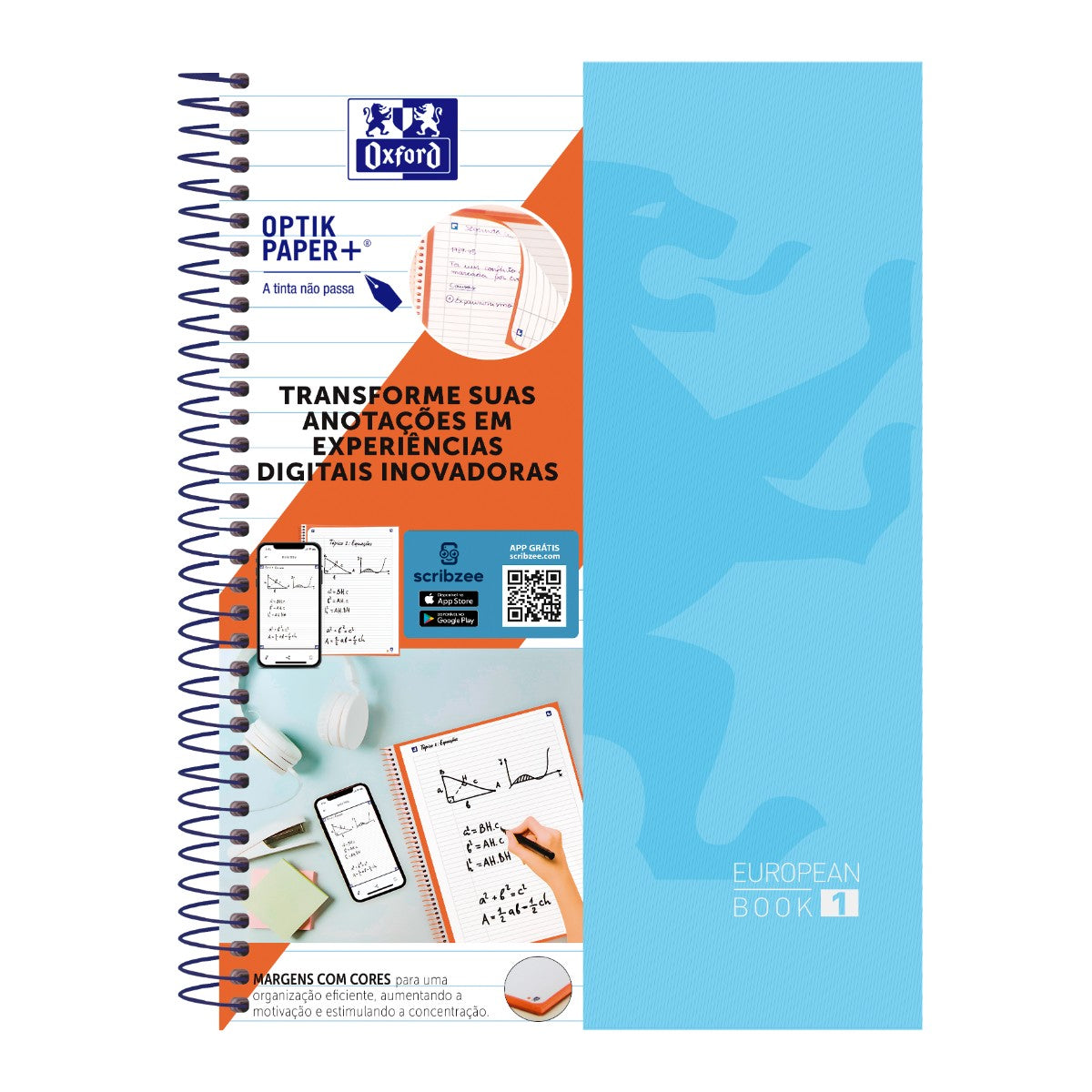 Caderno Universitário Oxford 5 Matérias - 120 Folhas - Azul Pastel Livraria Skilo