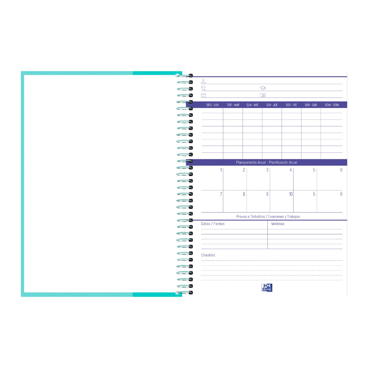 Caderno Universitário Oxford 5 Matérias - 120 Folhas - Ice Mint Livraria Skilo