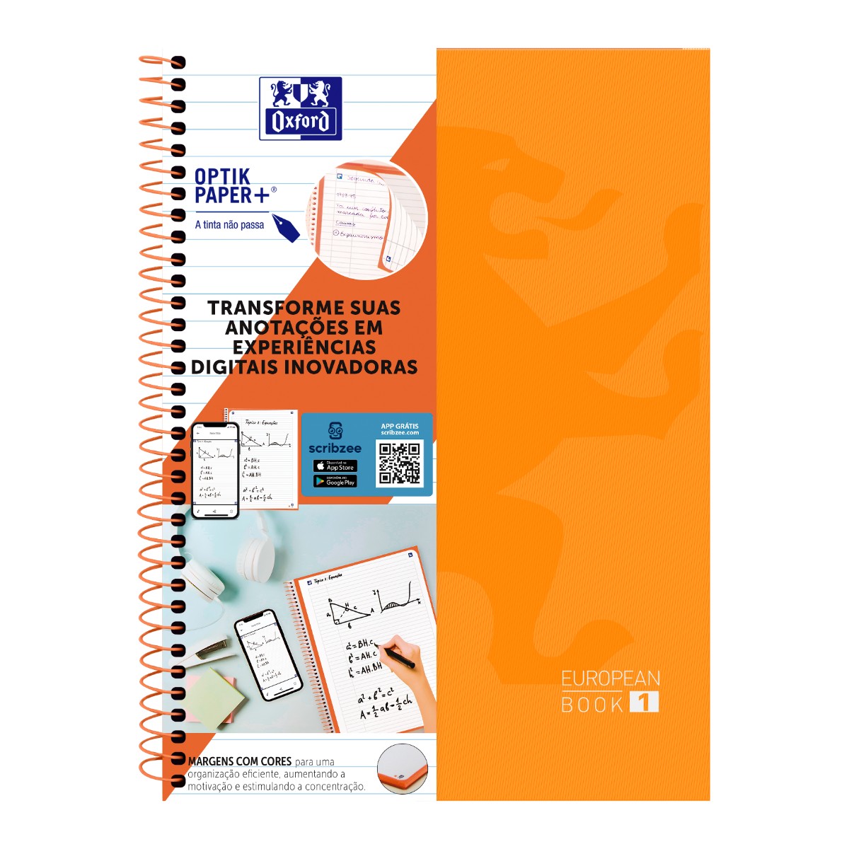 Caderno Universitário Oxford 5 Matérias - 120 Folhas - Laranja Livraria Skilo