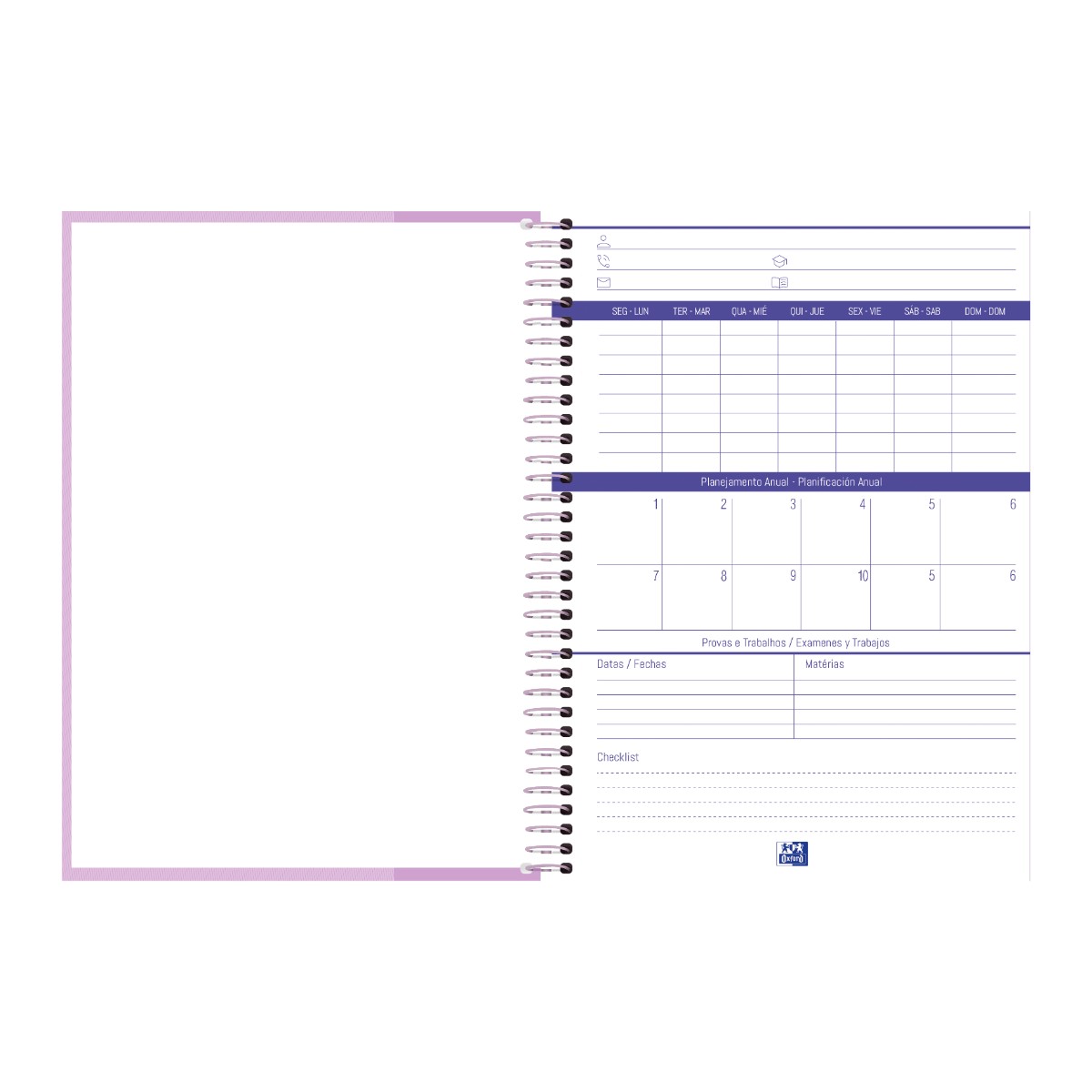 Caderno Universitário Oxford 5 Matérias - 120 Folhas - Lavanda Livraria Skilo