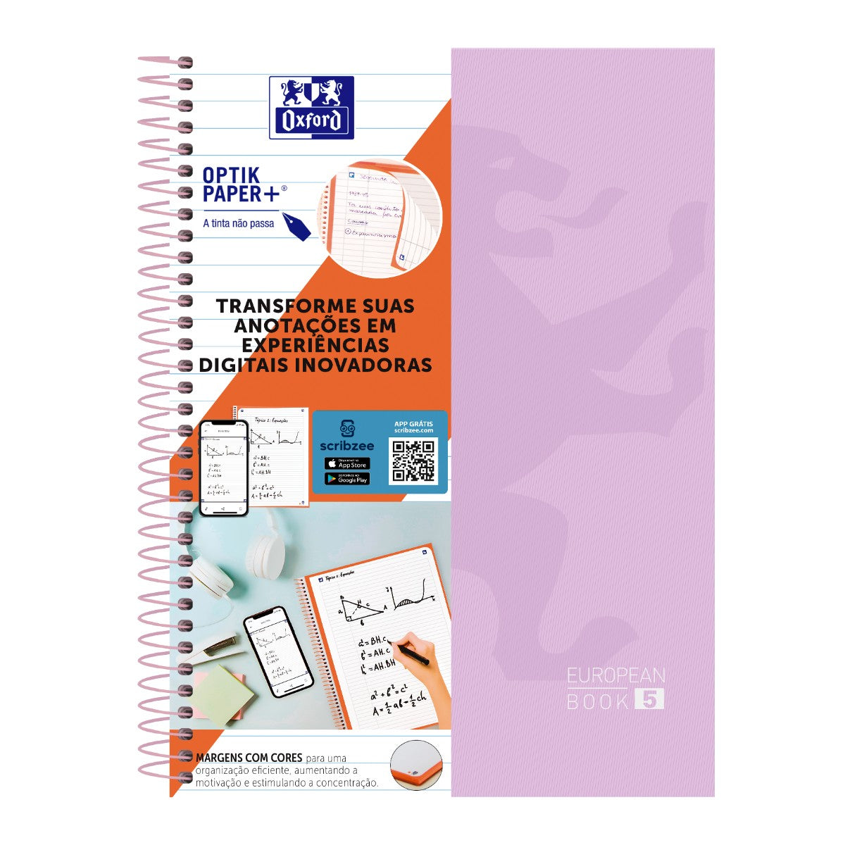 Caderno Universitário Oxford 5 Matérias - 120 Folhas - Lavanda Livraria Skilo