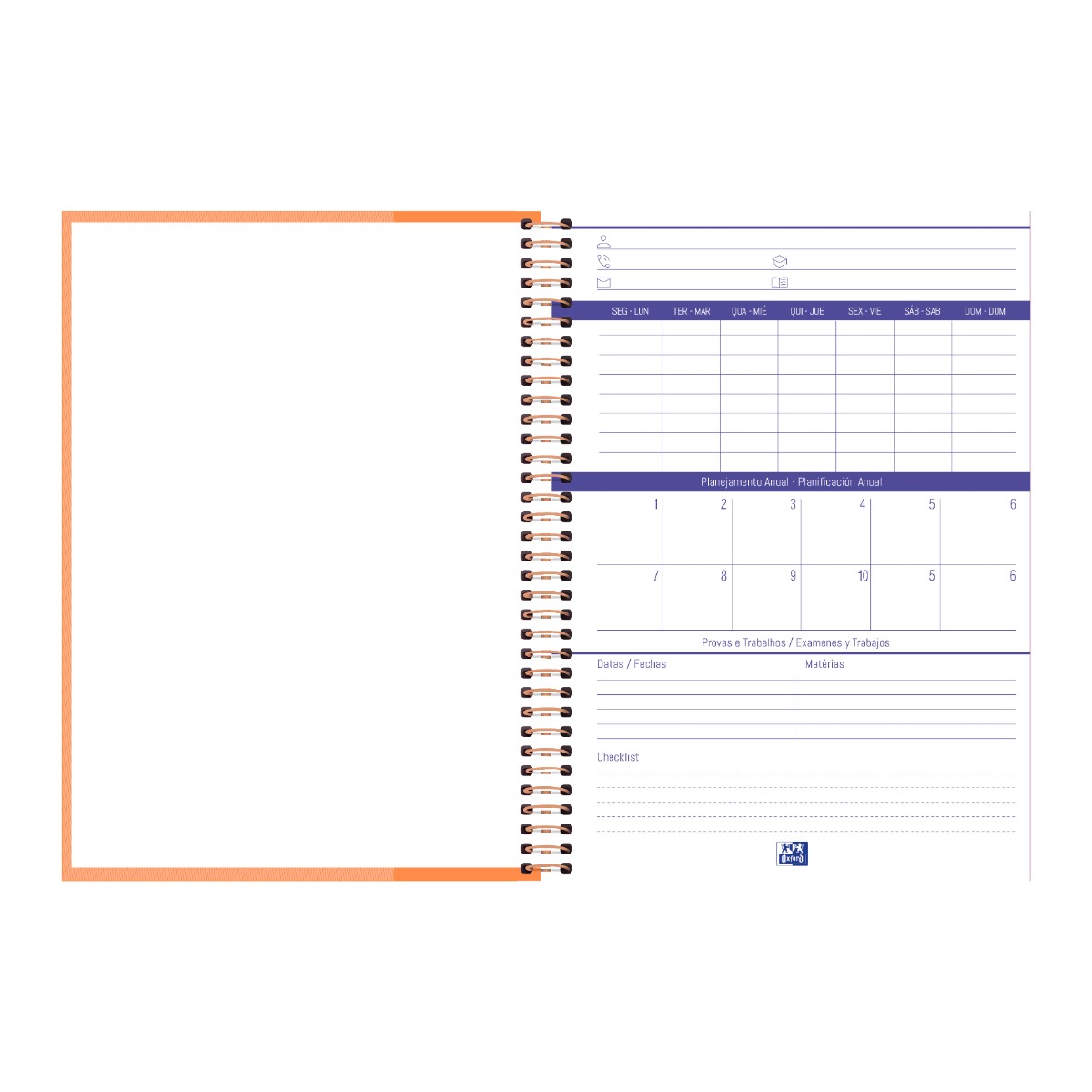 Caderno Universitário Oxford 5 Matérias - 120 Folhas - Peach Livraria Skilo