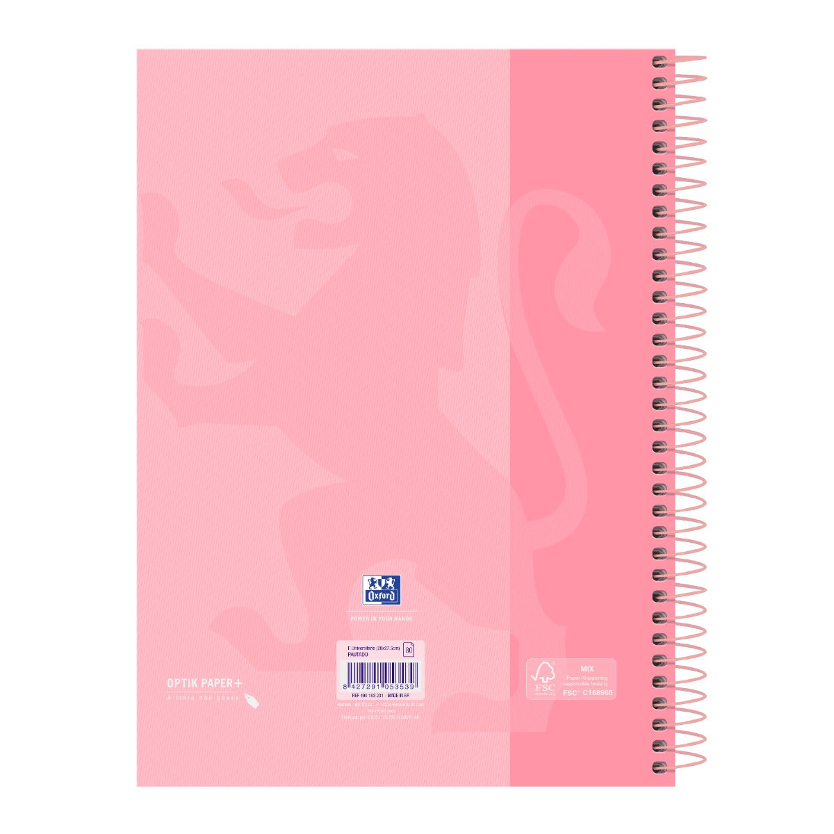 Caderno Universitário Oxford 5 Matérias - 120 Folhas - Rosa Pastel Livraria Skilo
