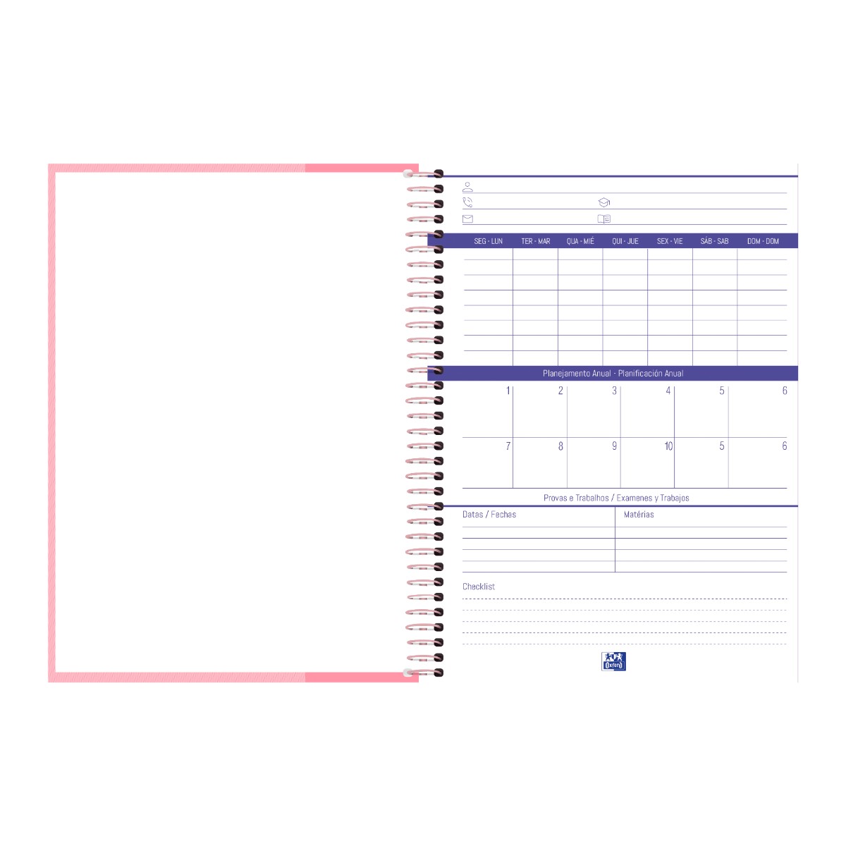 Caderno Universitário Oxford 5 Matérias - 120 Folhas - Rosa Pastel Livraria Skilo