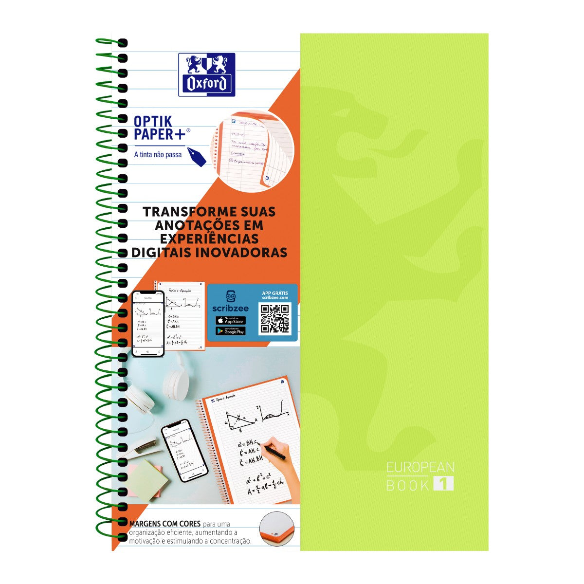 Caderno Universitário Oxford 5 Matérias - 120 Folhas - Verde Oxford