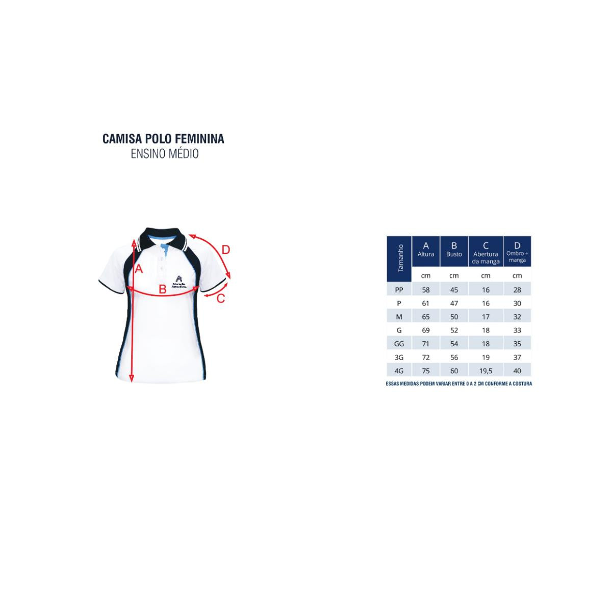 Camisa Polo Feminina - Colegio Adventista - Ensino Medio Livraria Skilo