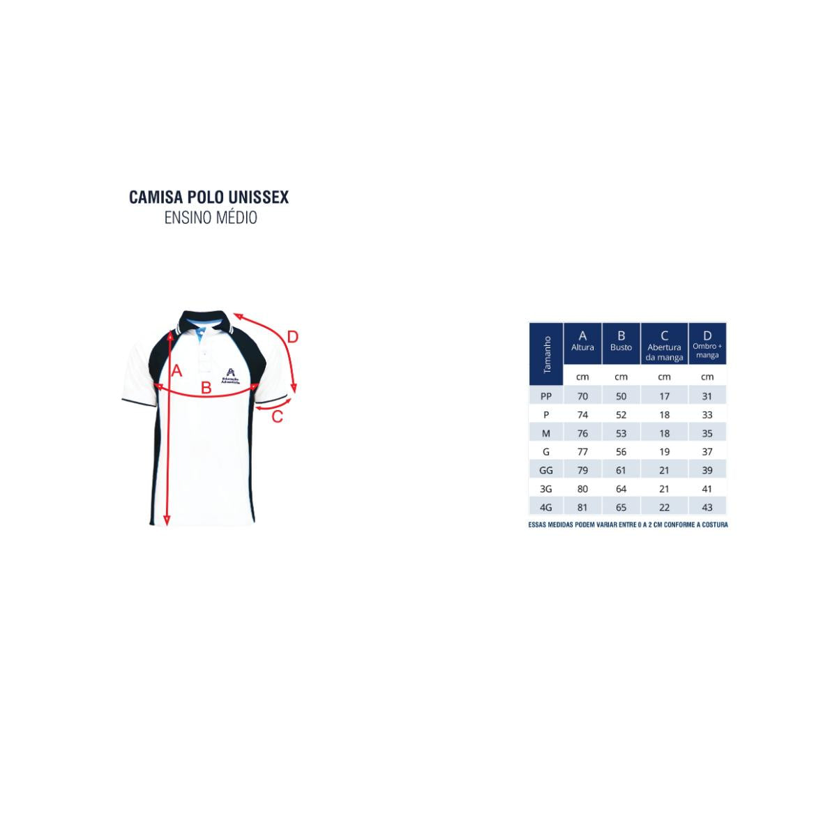 Camiseta Gola V Unissex - Colegio Adventista - Ensino Medio Livraria Skilo