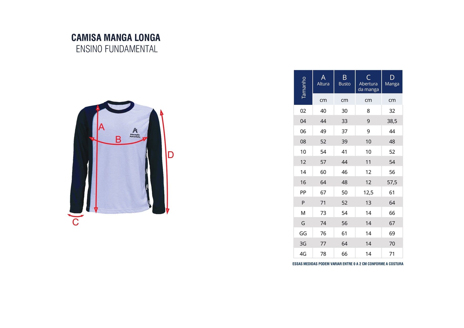 Camiseta Manga Longa - Colegio Adventista Unissex Livraria Skilo