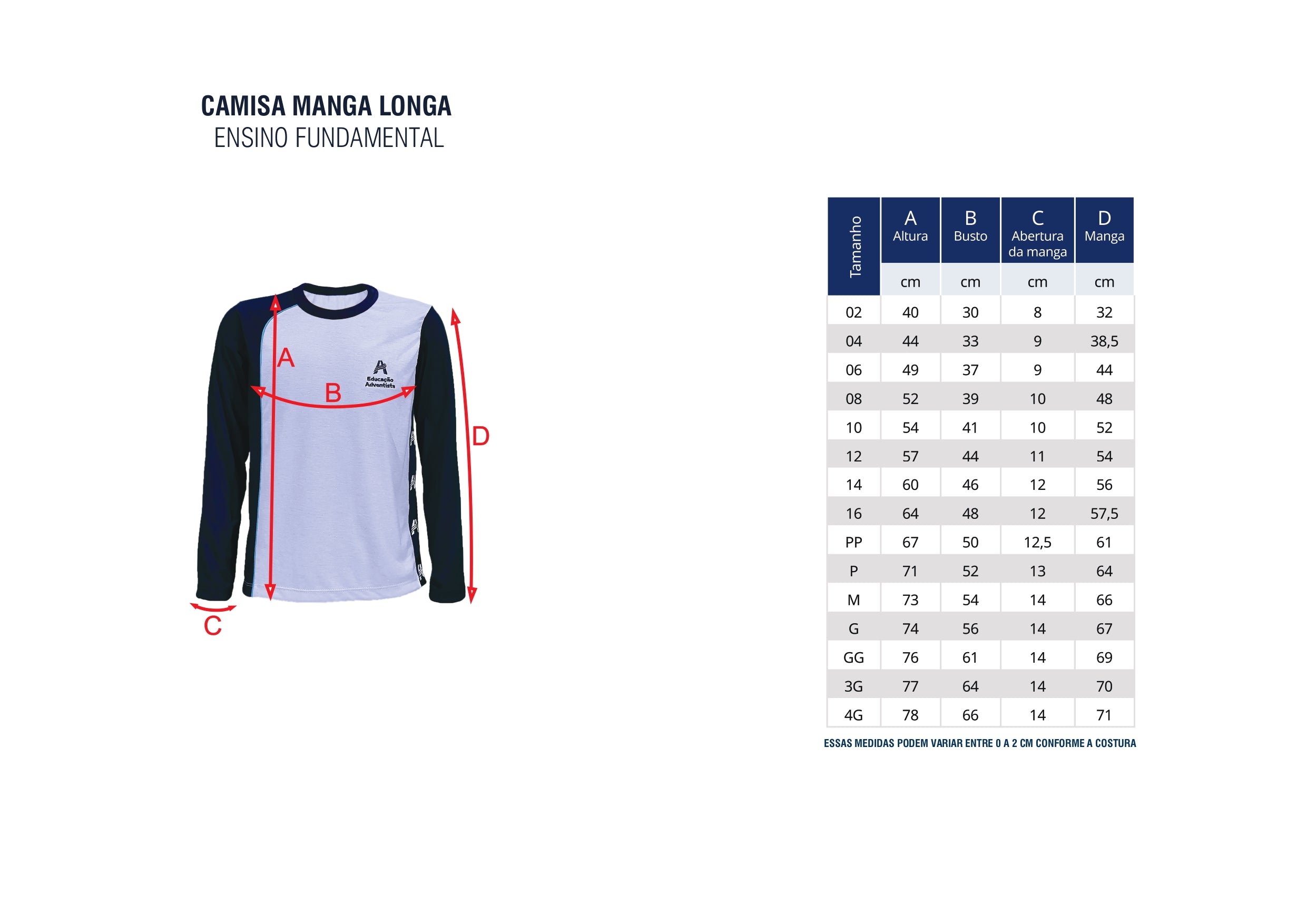 Camiseta Manga Longa - Colegio Adventista Unissex Livraria Skilo