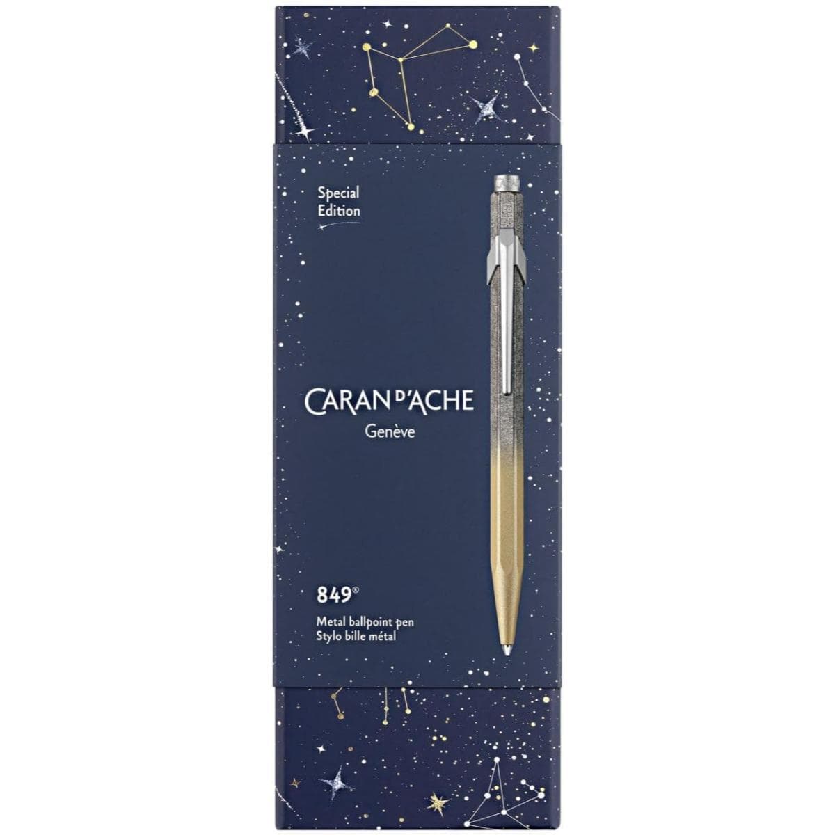 Caneta Caran D´Ache 849 - Gold Cosmic Blue - Esferográfica Caran D´ Ache