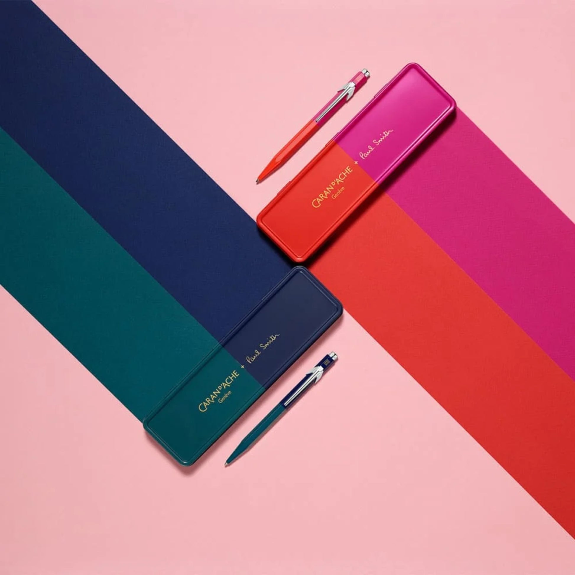 Caneta Caran d'Ache 849 Paul Smith - Cyan Blue/Steel Blue - Esferográfica Caran D´ Ache