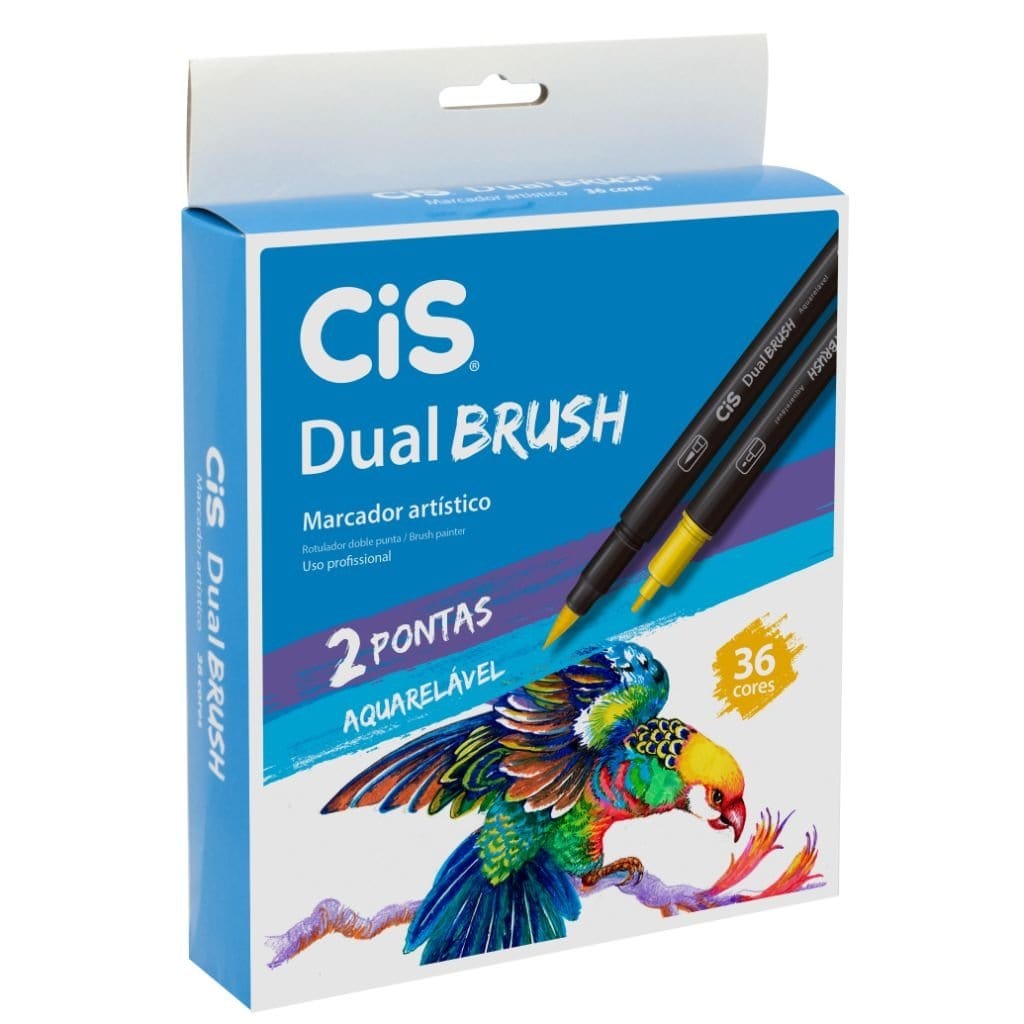 Caneta Cis Dual Brush - 36 Cores Cis