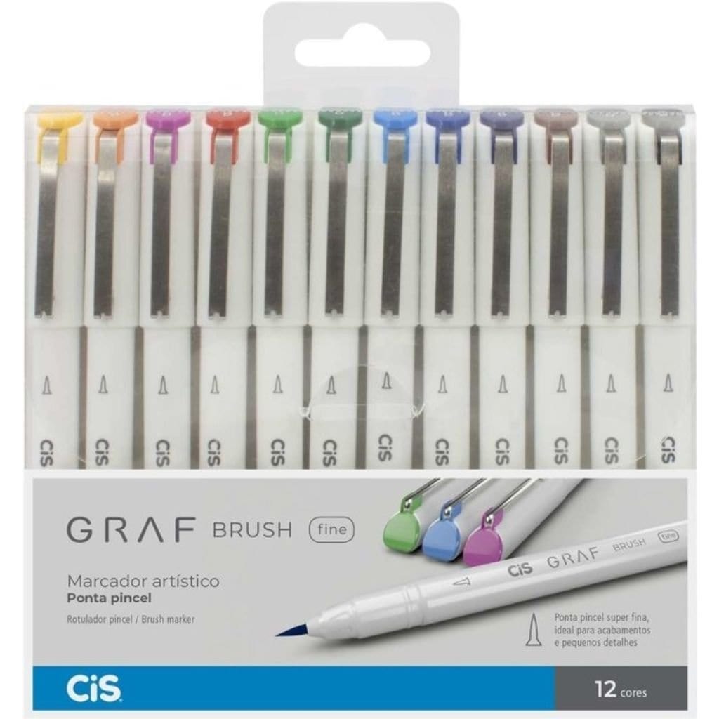 Caneta Cis Graf Brush Fine - 12 Cores Cis
