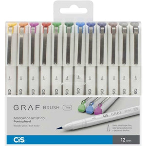 Caneta Cis Graf Brush Fine - 12 Cores