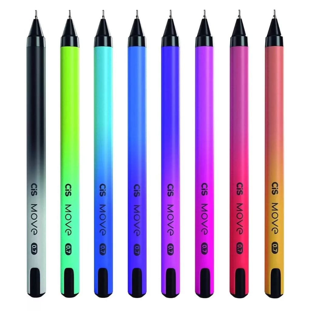 Caneta Cis Move 0,7mm - Estojo com 8 Cores - Esferográfica Cis Graf