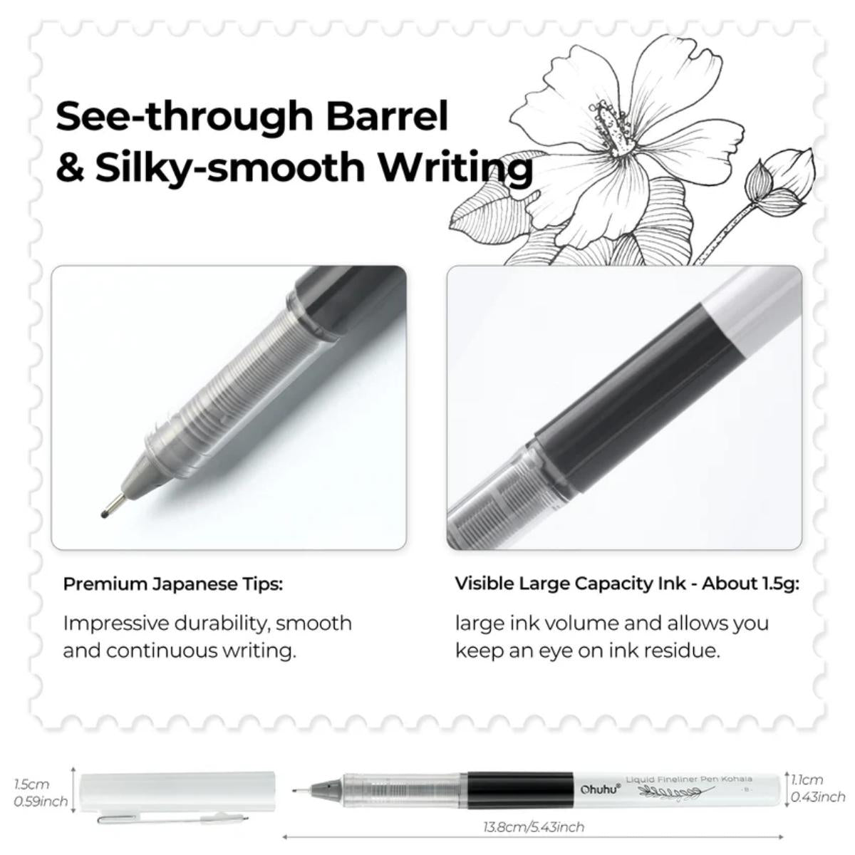 Caneta Fineliner Ohuhu - Estojo com 9 Canetas Ohuhu