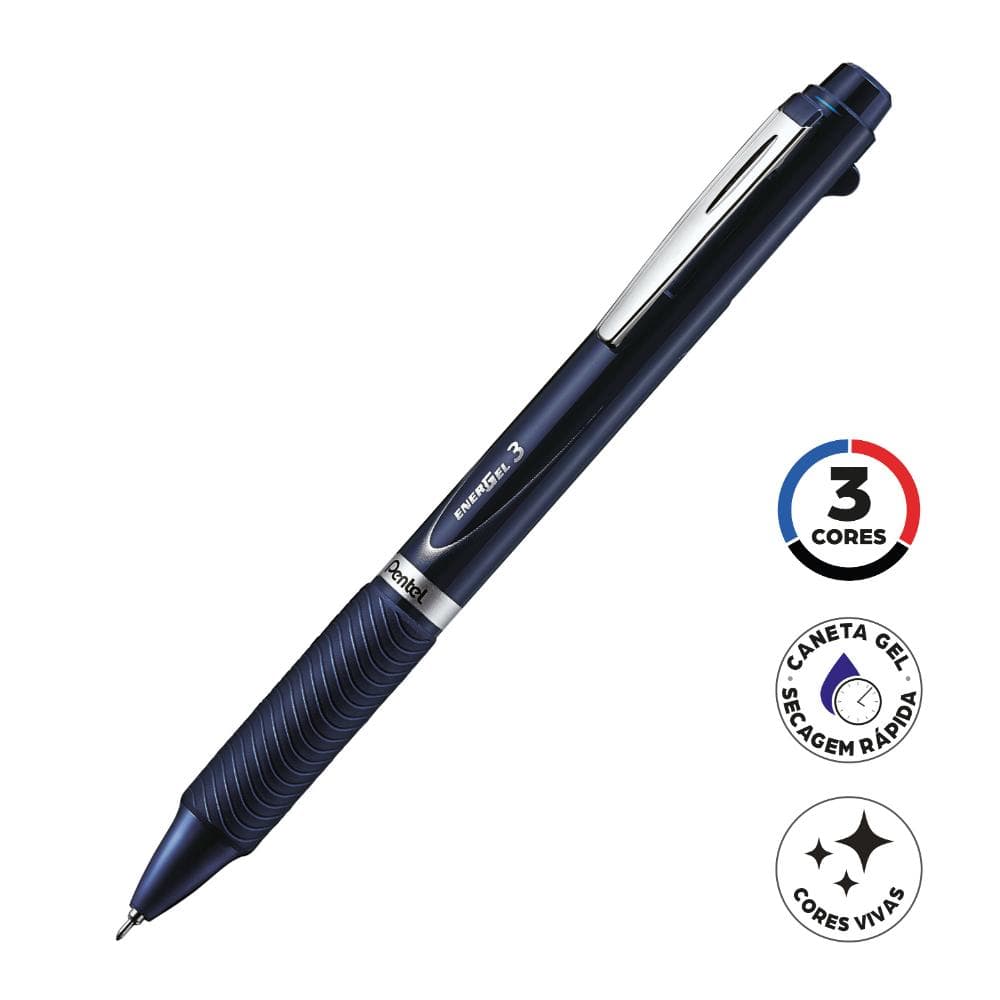 Caneta Gel Pentel Energel  3  MultiColor Azul Pentel