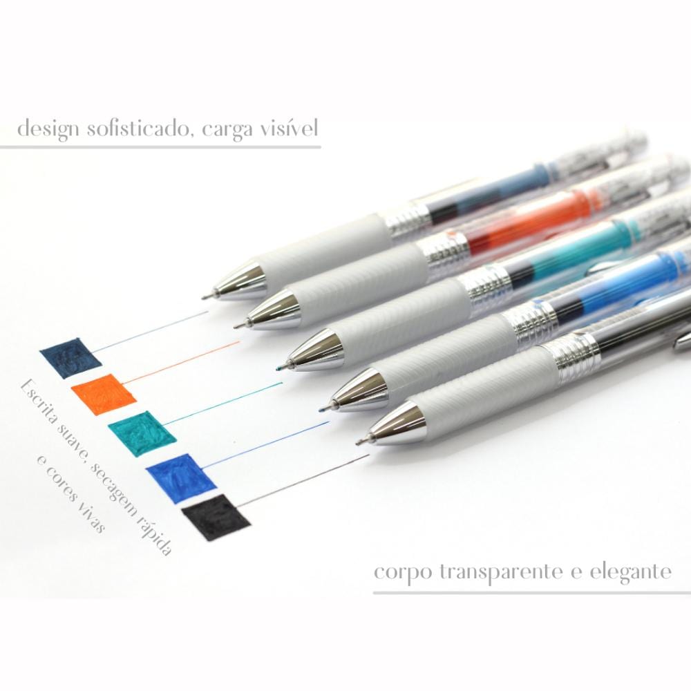 Caneta Gel Pentel Infree 0,7mm - Kit com 10 Cores Pentel