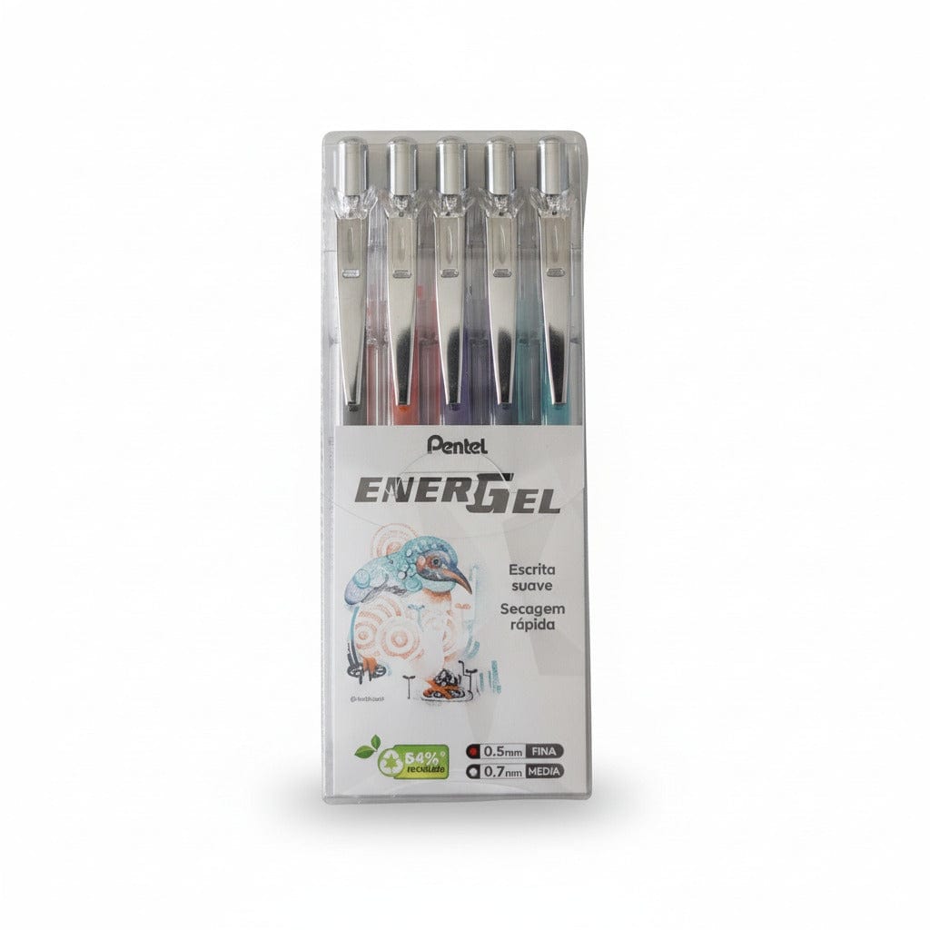 Caneta Gel Pentel Infree 0,7mm - Kit com 5 Cores Pentel