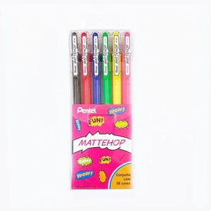 Caneta Gel Pentel Mattehop - Kit com 6 Cores