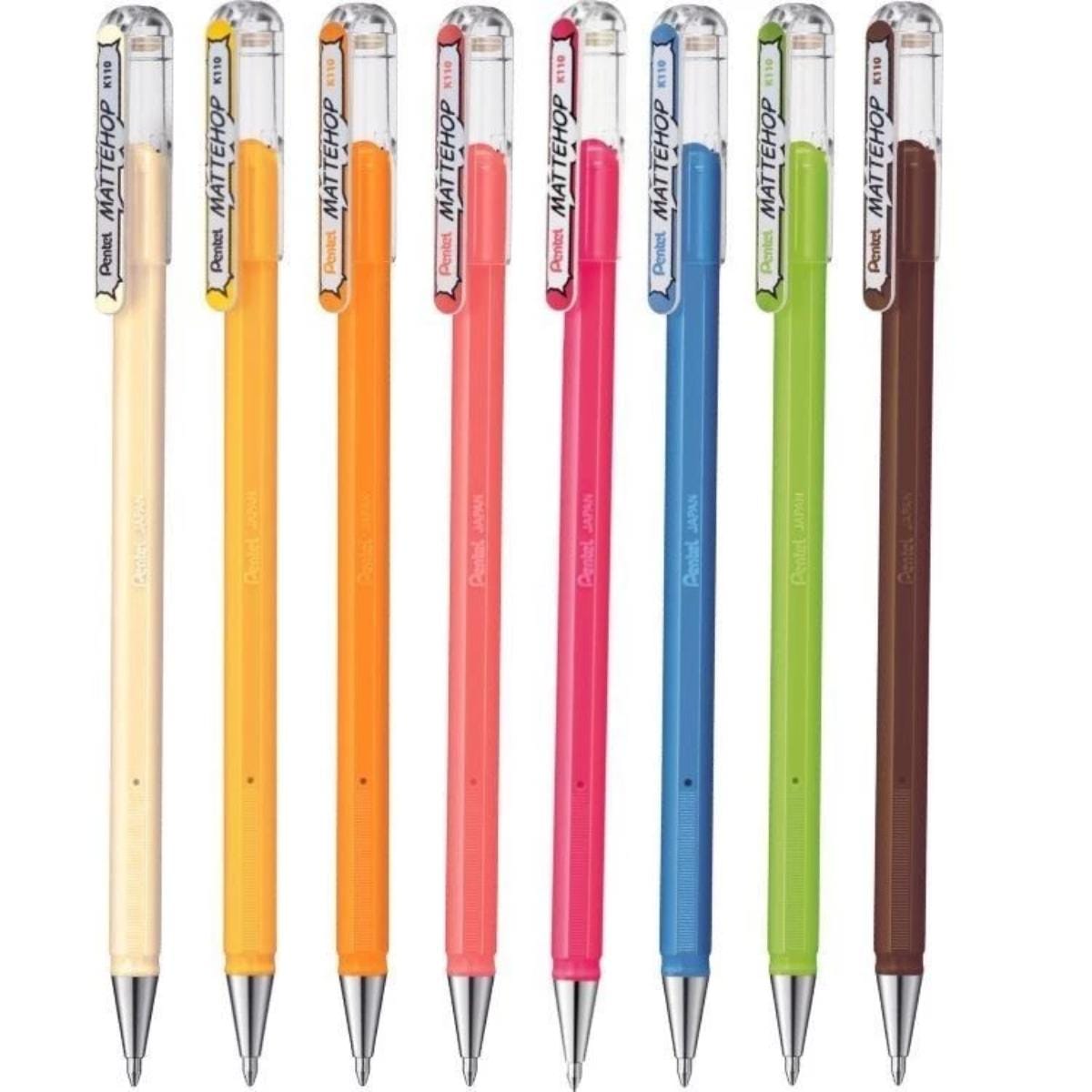 Caneta Gel Pentel Mattehop - Kit com 8 Cores Pentel