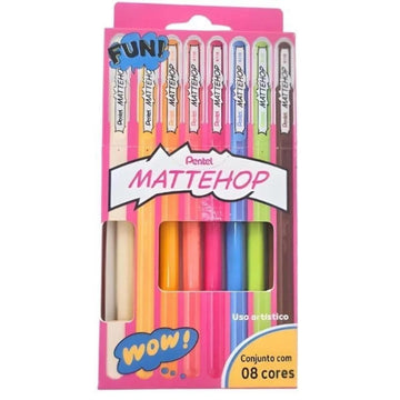Caneta Gel Pentel Mattehop - Kit com 8 Cores Pentel