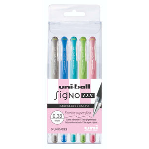 Caneta Gel Signo DX - 0,38 mm - Uniball - 5 Tons Pastel