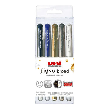 Caneta Gel Uni Ball Signo Broad  UM-153 - 5 Cores 1,0mm Uni-Ball