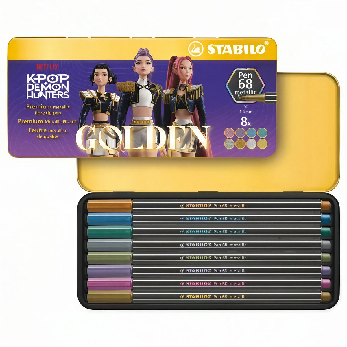 Caneta Hidrográfica Stabilo Pen 68 Metallic - Estojo com 8 Cores Stabilo