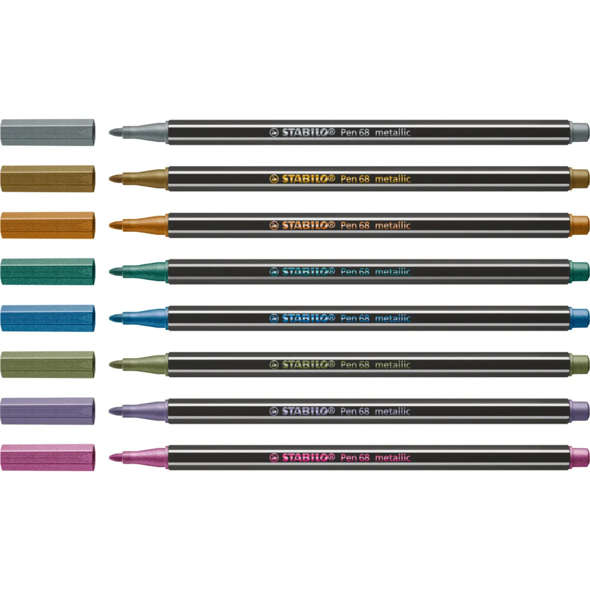 Caneta Hidrográfica Stabilo Pen 68 Metallic - Estojo com 8 Cores Stabilo