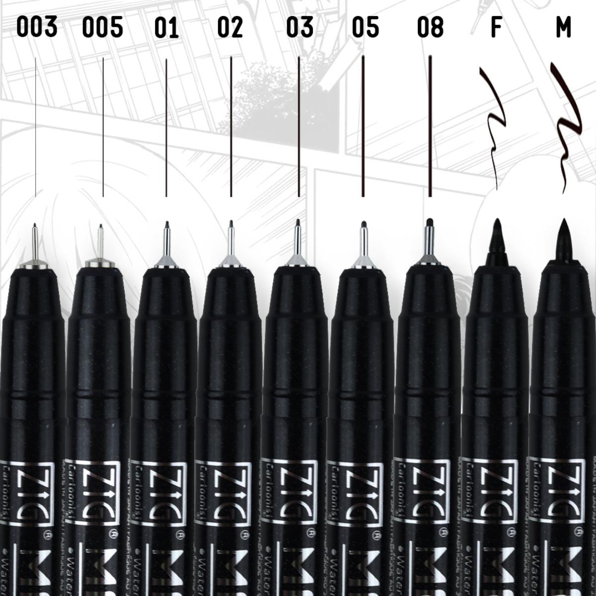 Caneta Nanaquim Kuretake Mangaka - Pontas Kuretake