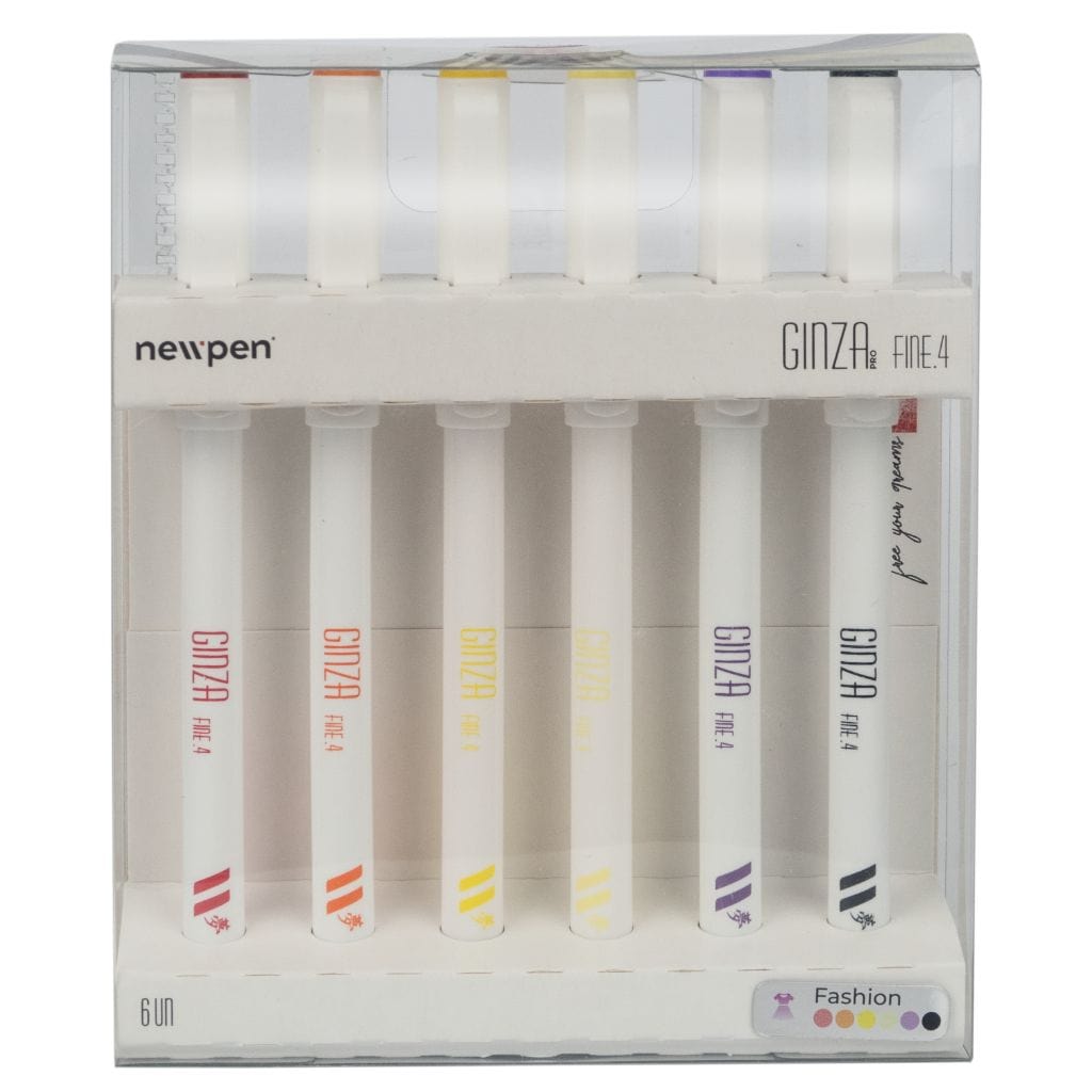 Caneta Newpen Ginza Fineliner 6 Cores - Fashion Colors NewPen