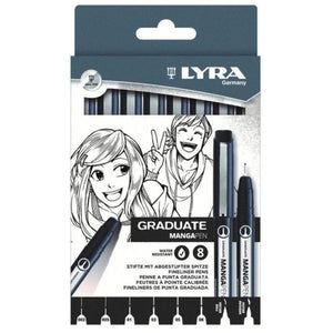 Caneta Para Desenho Fineliner Lyra Mangapen - Preto - 8 Unidades