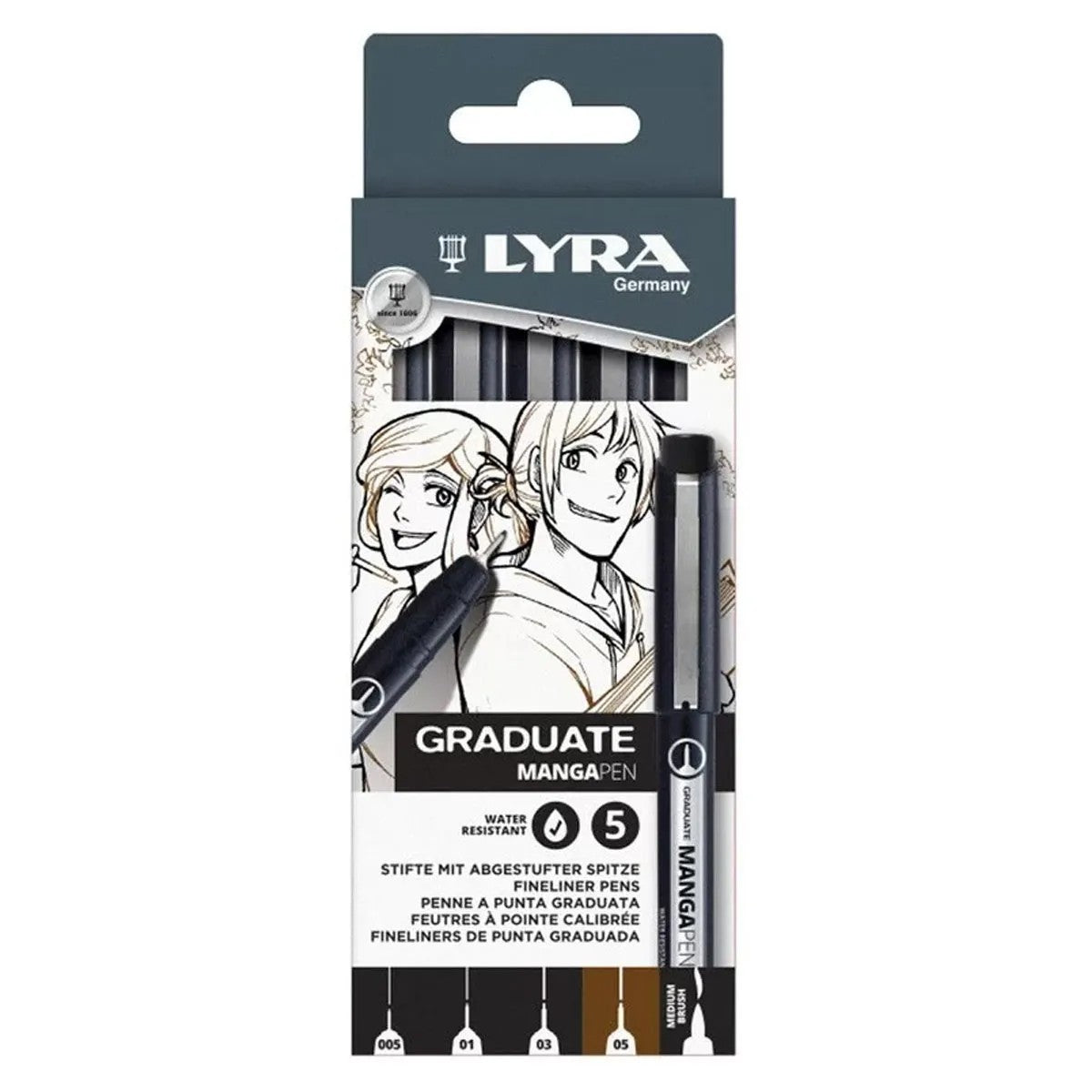Caneta Para Desenho Fineliner Lyra Mangapen - Preto e Sepia - 5 Unidades Lyra