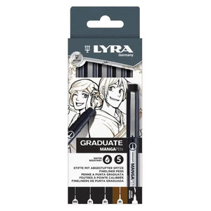Caneta Para Desenho Fineliner Lyra Mangapen - Preto e Sepia - 5 Unidades