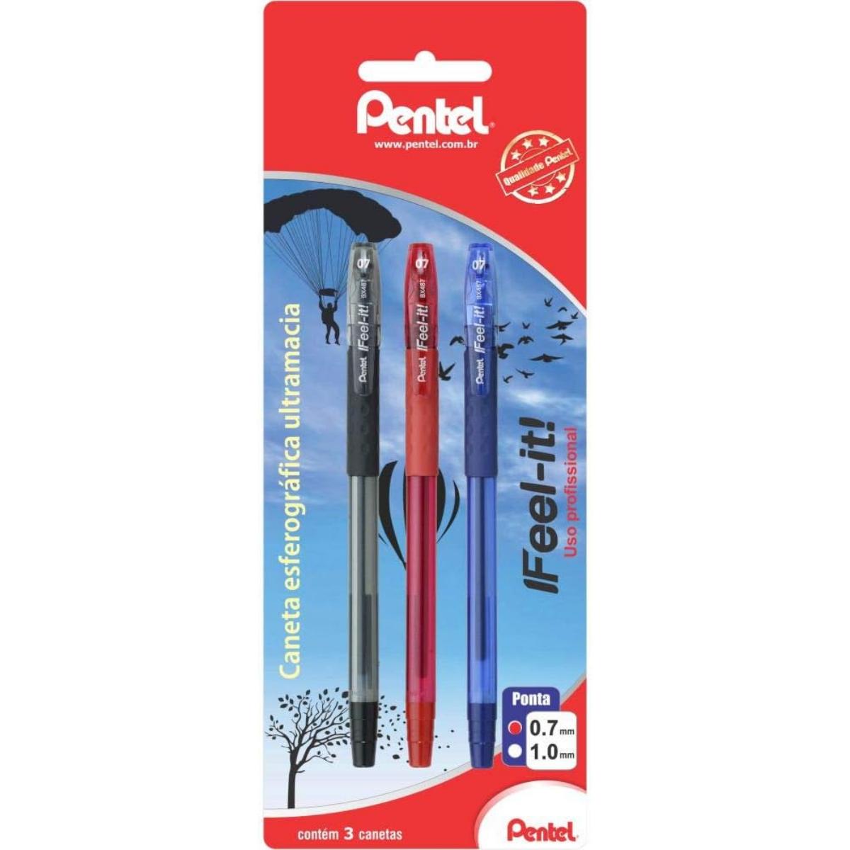 Caneta Pentel Feel It 0,7 mm - Blister com 3 Pentel