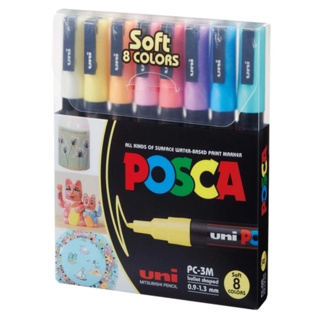 Caneta Posca Kit PC-3M - 8 Cores Soft - Tons Pastel Uni-Ball