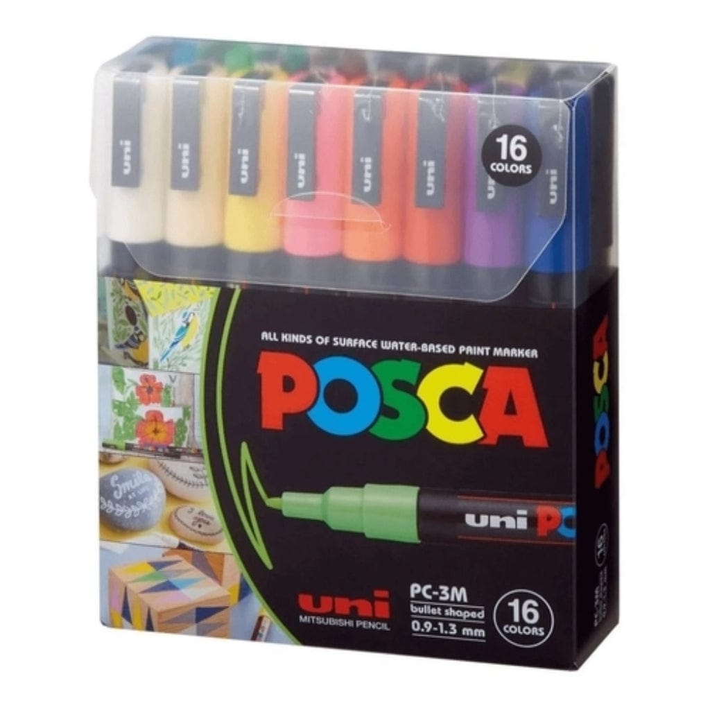 Caneta Posca Kit PC 3M Estojo com 16 Canetas Uni-Ball