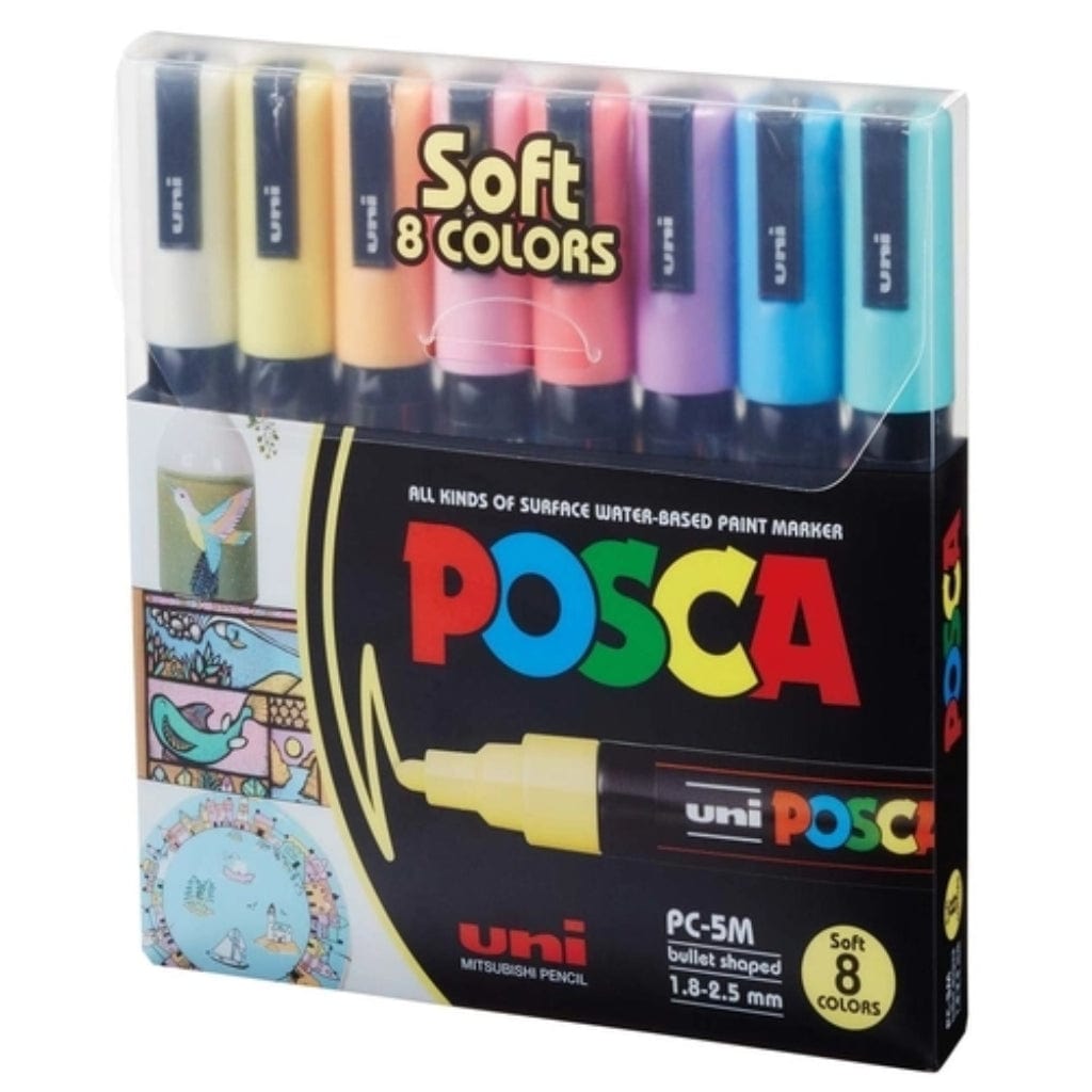 Caneta Posca Kit - PC-5M - 8 Cores Soft - Tons Pastel Uni-Ball