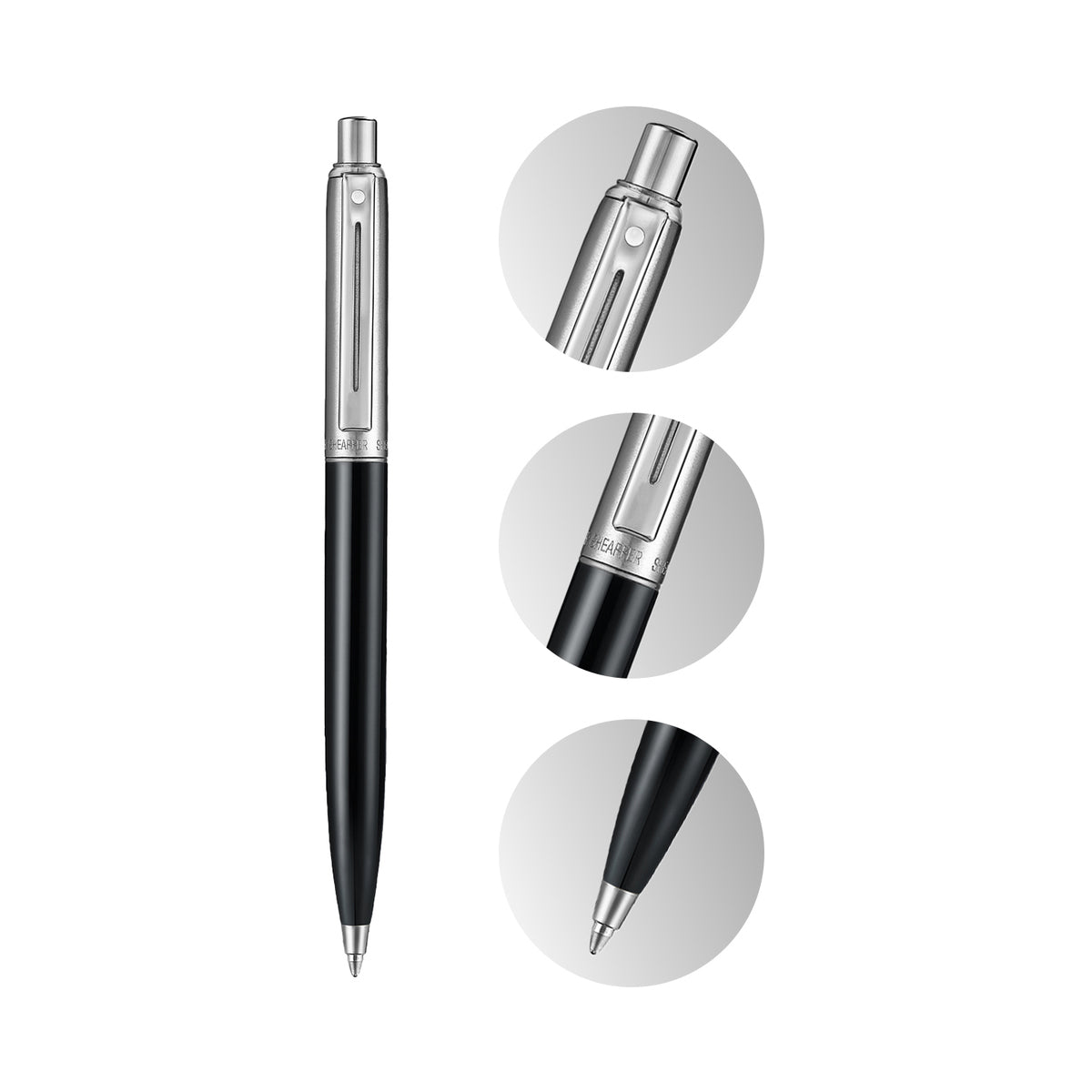 Caneta Sheaffer Sentinel - Glossy Black and Brushed Chrome - Esferográfica Sheaffer