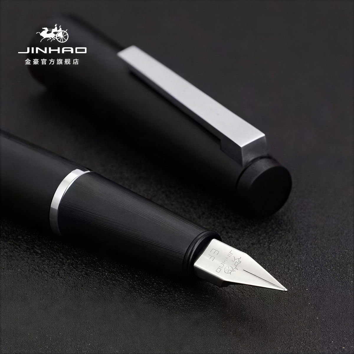 Caneta Tinteiro Jinhao 80 Black Silver Trims - F Jinhao
