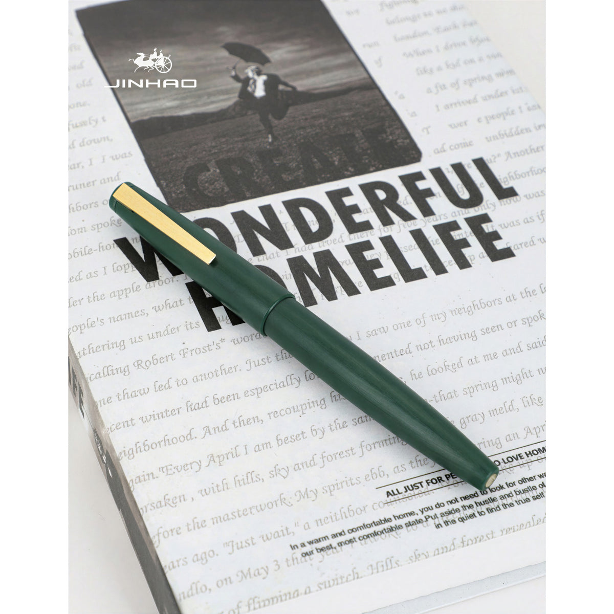 Caneta Tinteiro Jinhao 80 Dark Green Gold Trims - F Jinhao