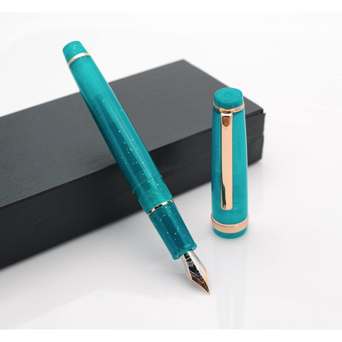 Caneta Tinteiro Jinhao 82 T Fluorescent Peacock Blue - Ponta EF Jinhao