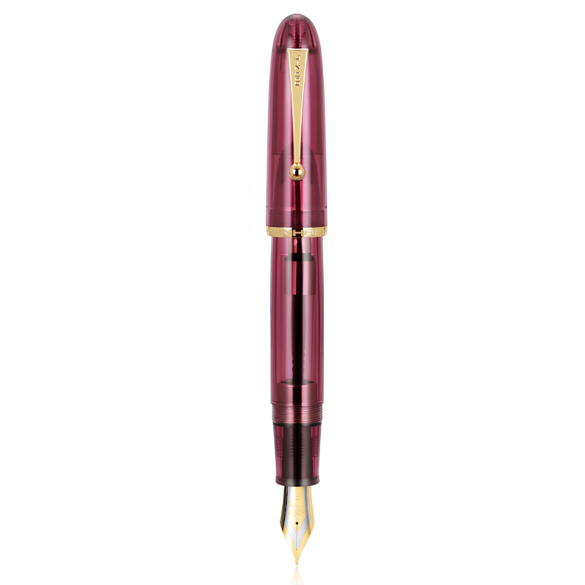 Caneta Tinteiro Jinhao 9019 Transparent Red Gold Trims - F Jinhao