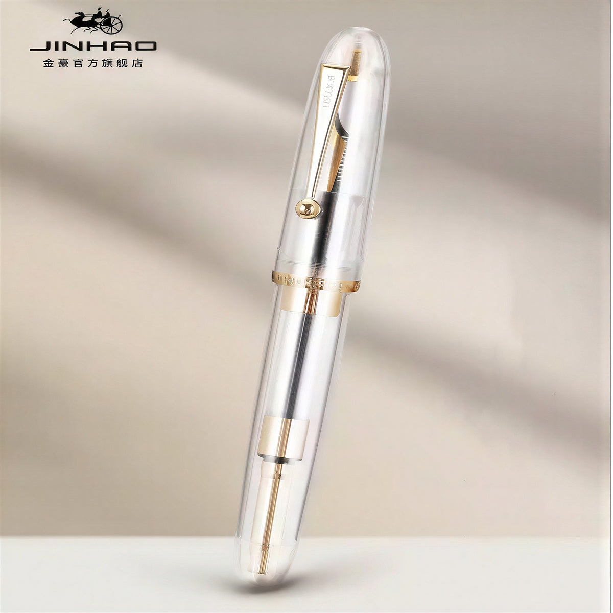 Caneta Tinteiro Jinhao 9019 Transparent with Gold Trims - F Jinhao
